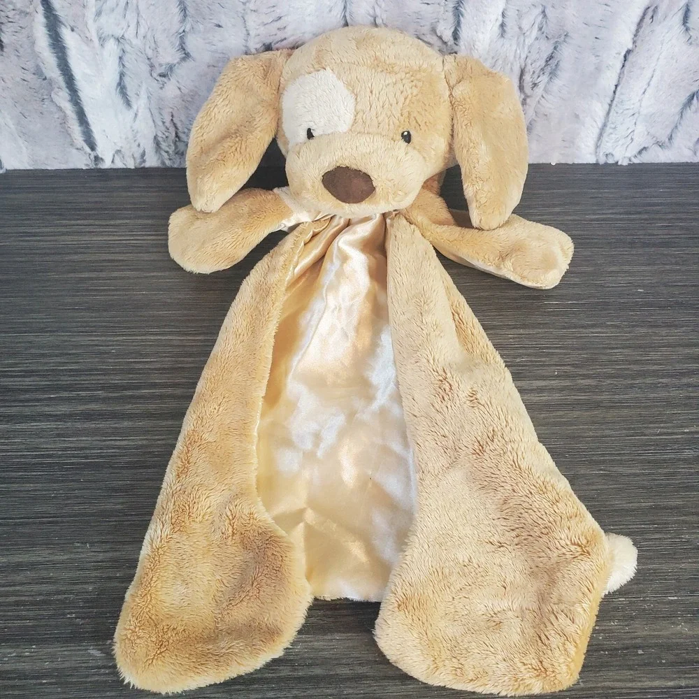 Gund SPUNKY Huggabuddy Lovey Beige Satin Baby Silky Blanket Puppy Dog Plush